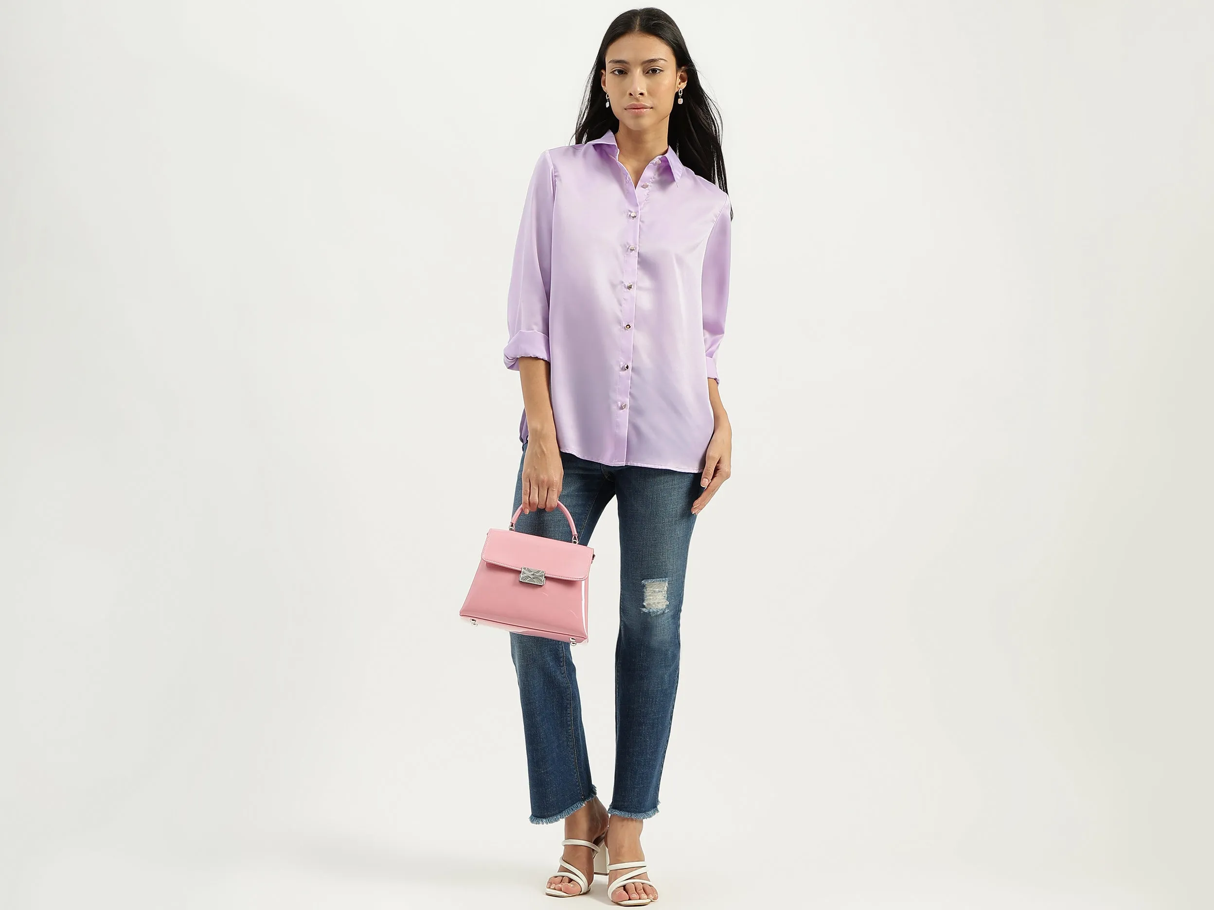 Spread Collar Solid Shirts