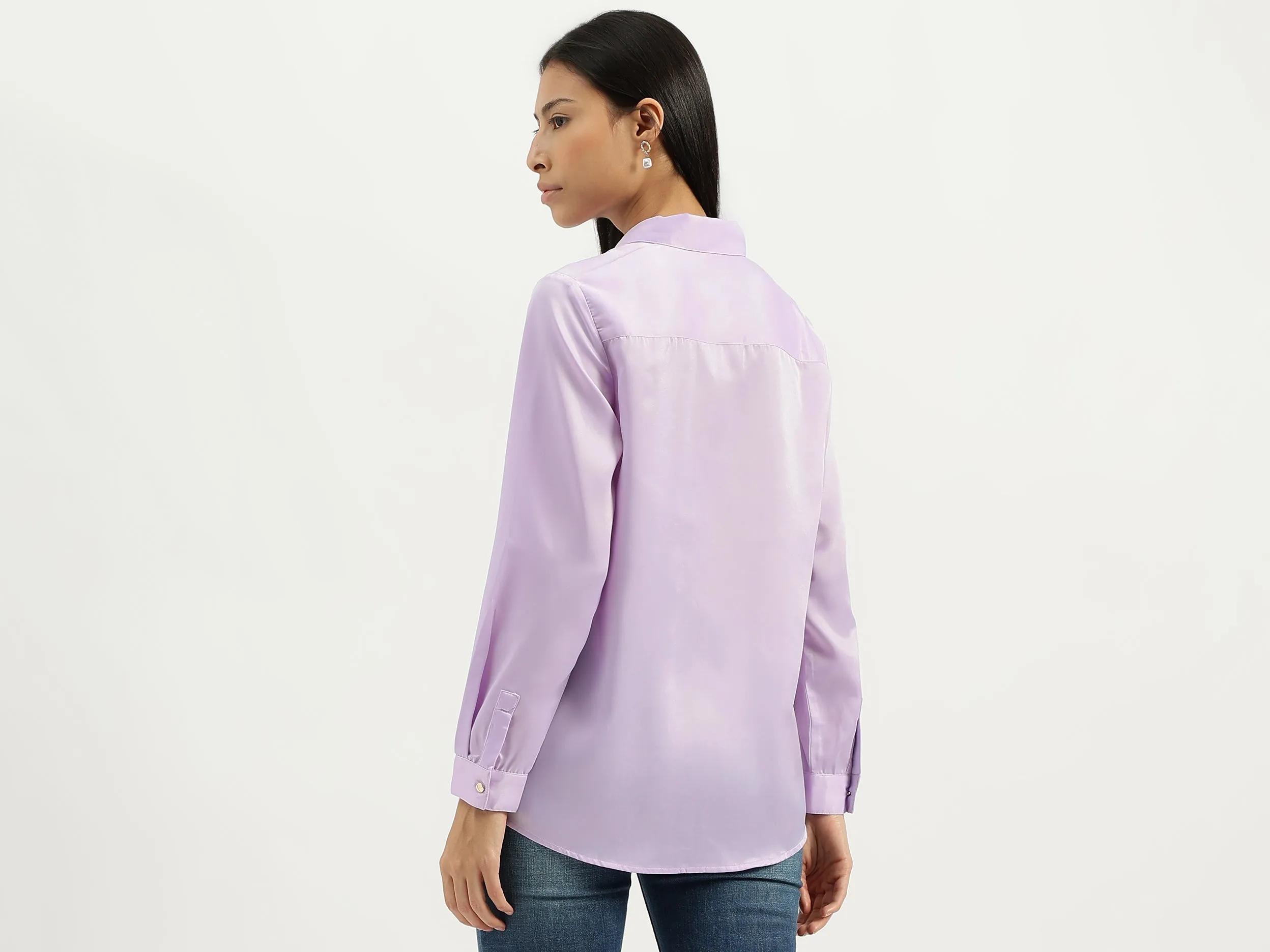 Spread Collar Solid Shirts