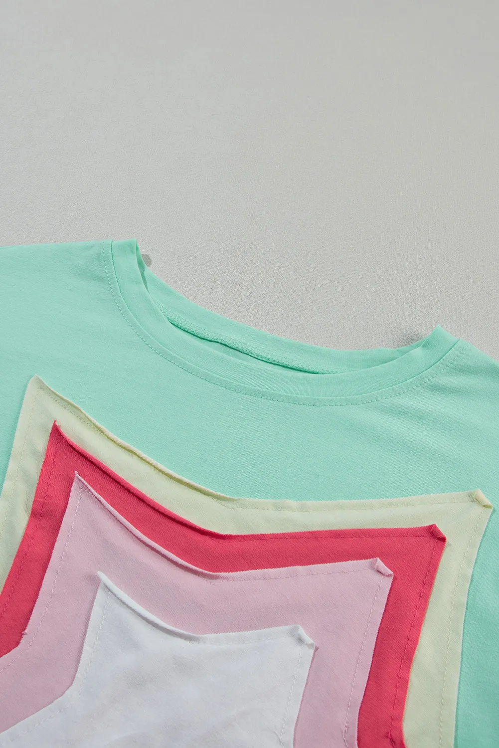 Star Patched Half Sleeve Oversized Tee