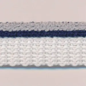 Stripe Pile Piping #6 Charcoal & Night Blue & White