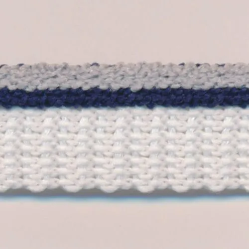 Stripe Pile Piping #6 Charcoal & Night Blue & White