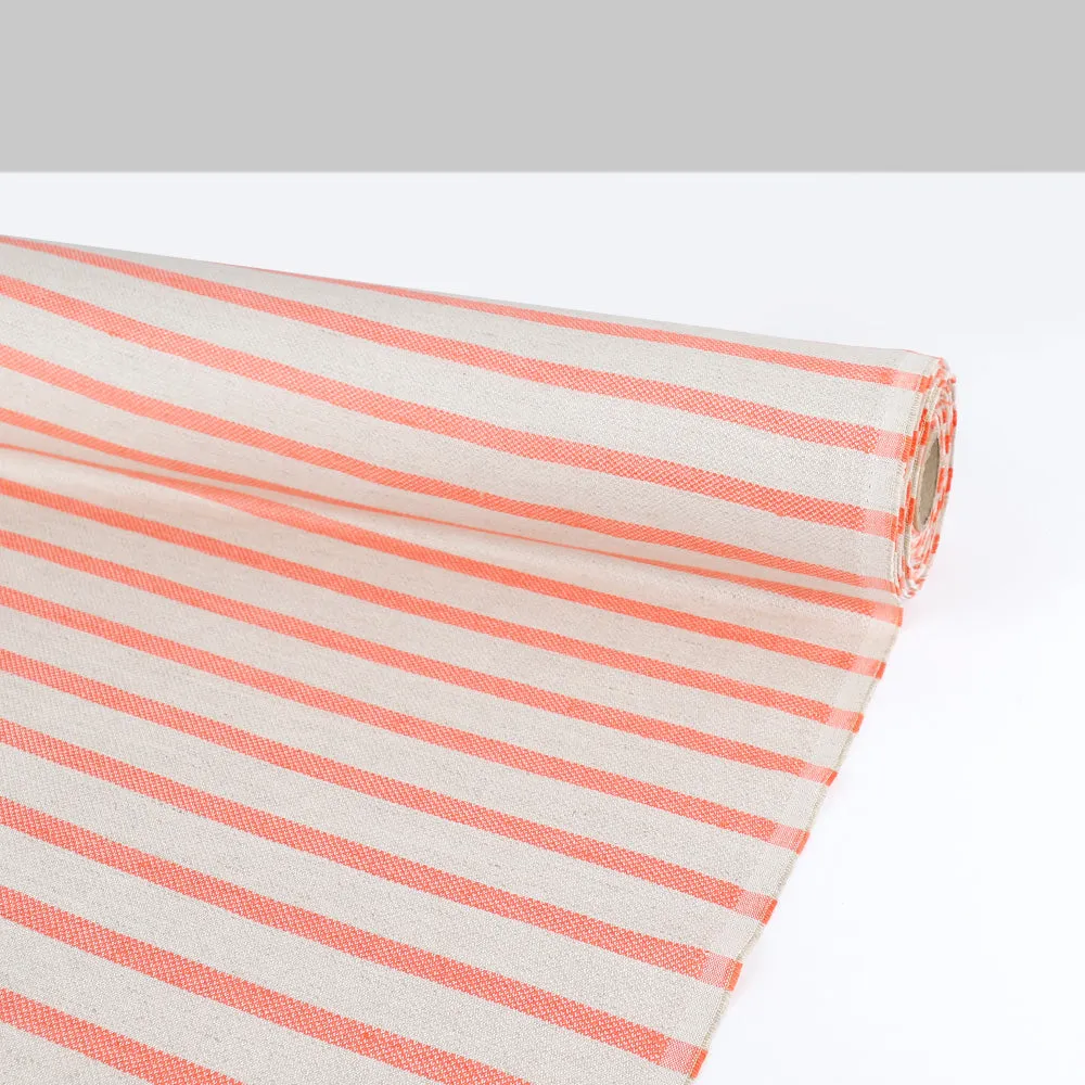 Striped Linen / Rayon - Natural / Coral