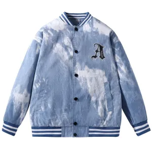 Stylish Casual Varsity Jacket with Button-up Front and Elastic Cuffs