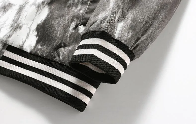 Stylish Casual Varsity Jacket with Button-up Front and Elastic Cuffs