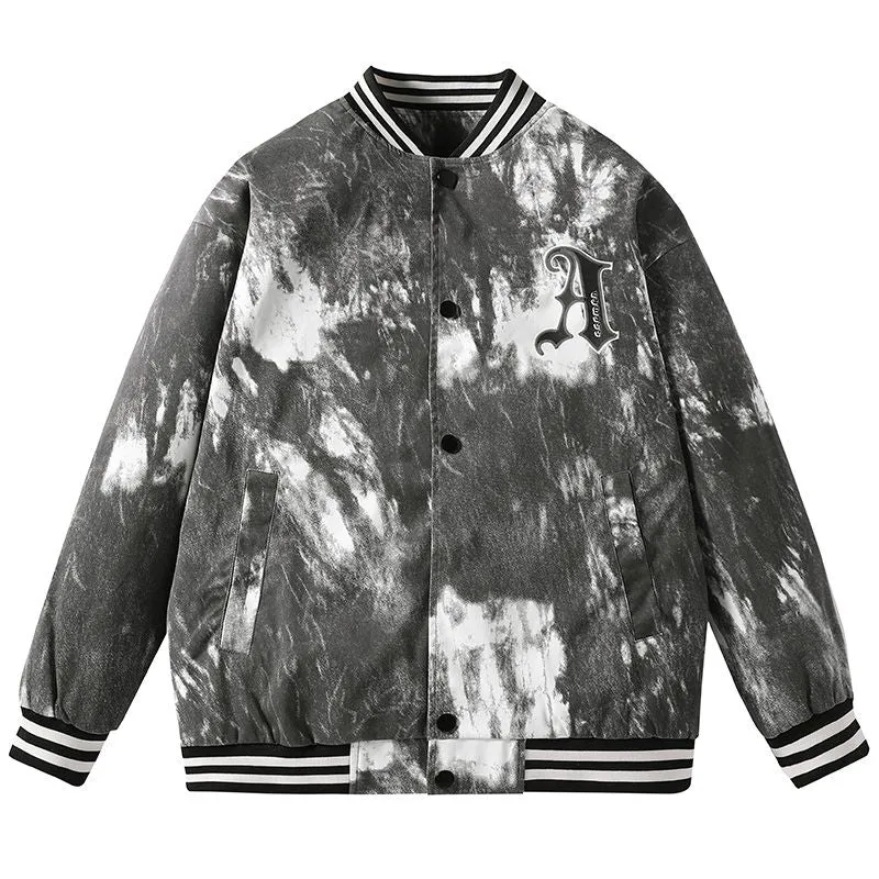 Stylish Casual Varsity Jacket with Button-up Front and Elastic Cuffs