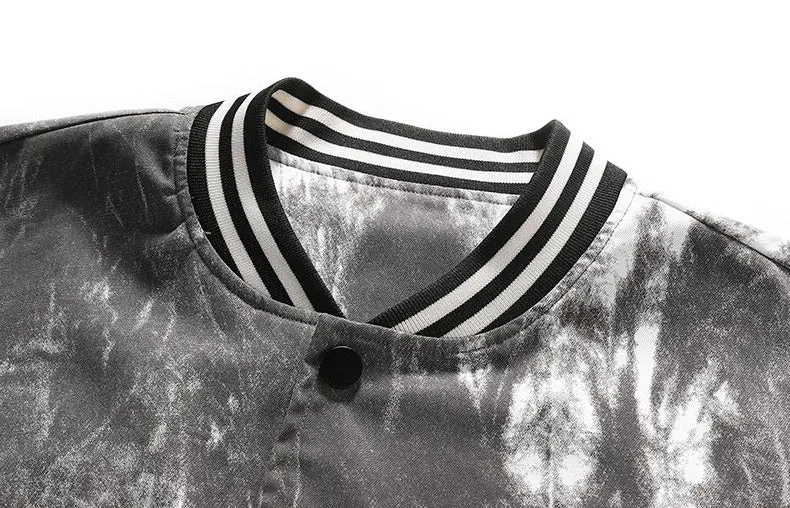 Stylish Casual Varsity Jacket with Button-up Front and Elastic Cuffs