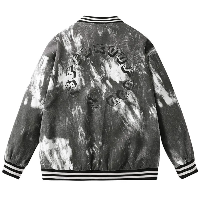 Stylish Casual Varsity Jacket with Button-up Front and Elastic Cuffs