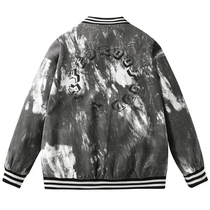 Stylish Casual Varsity Jacket with Button-up Front and Elastic Cuffs