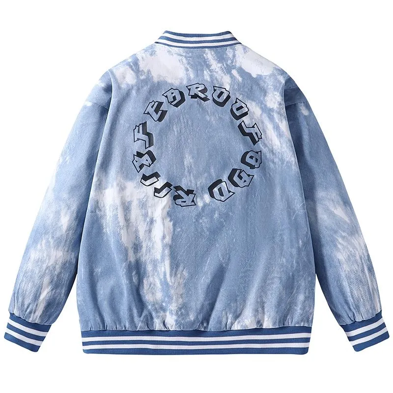 Stylish Casual Varsity Jacket with Button-up Front and Elastic Cuffs