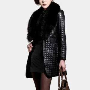 Stylish long coat in melange