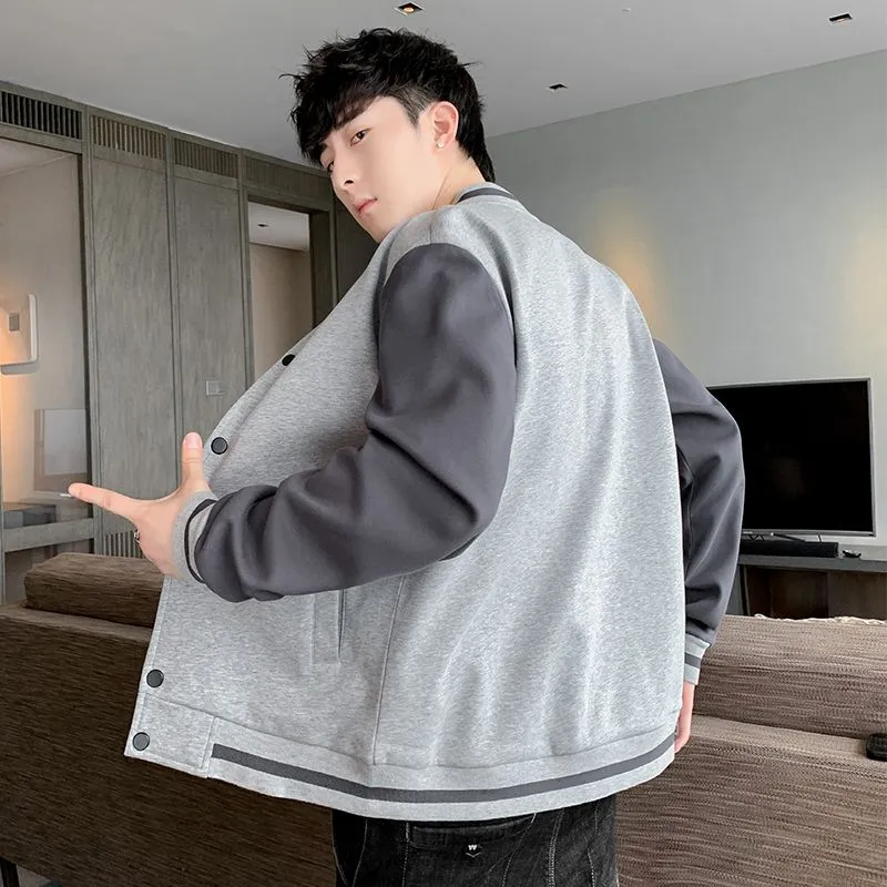 Stylish Patchwork Varsity Jacket in Breathable Material