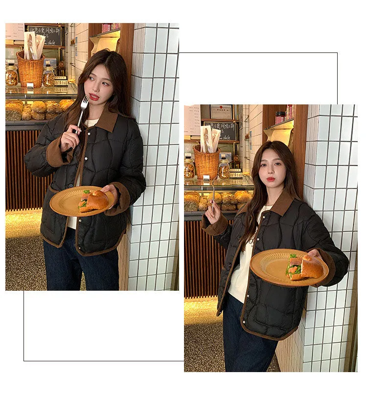 Stylish Windproof Patchwork Women's Puffer Jacket