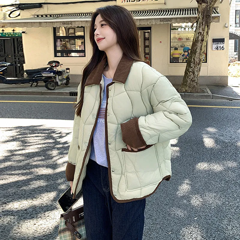 Stylish Windproof Patchwork Women's Puffer Jacket