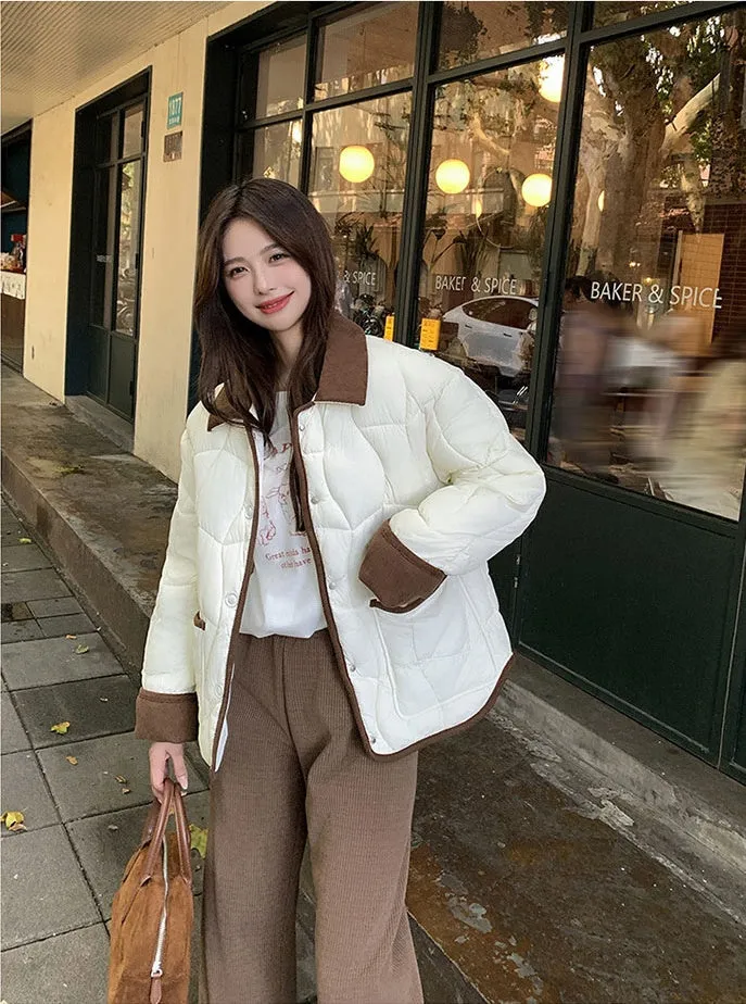 Stylish Windproof Patchwork Women's Puffer Jacket