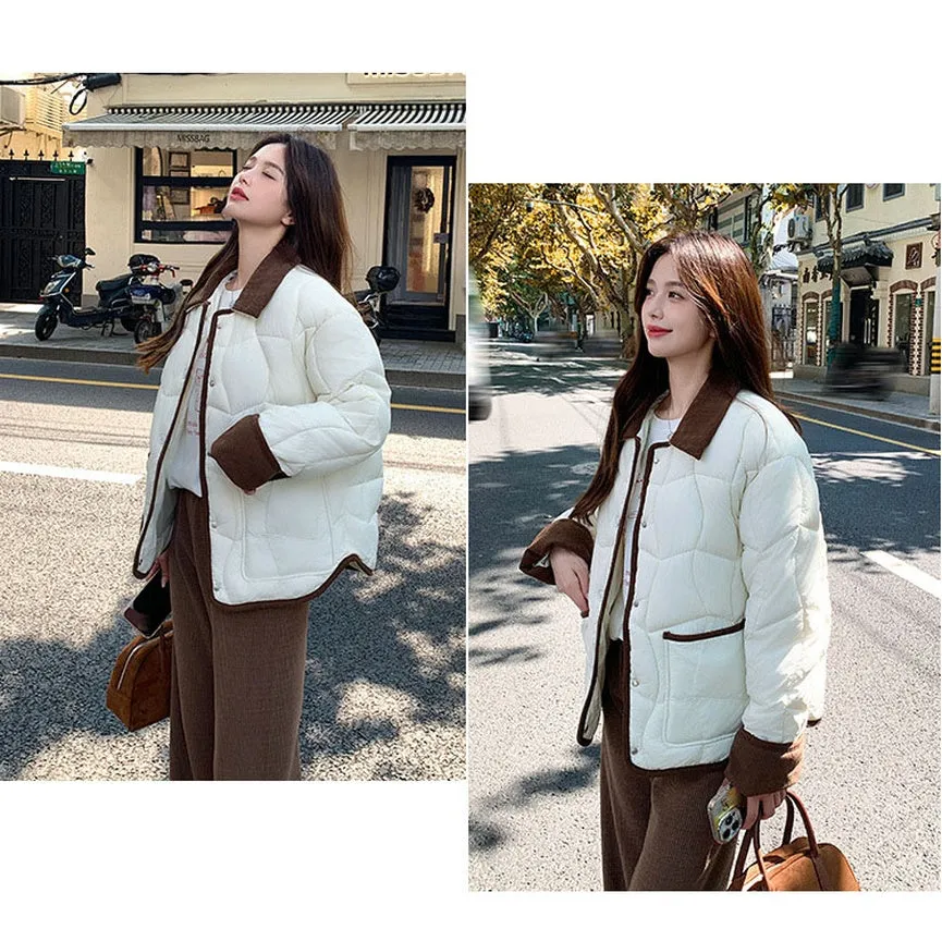 Stylish Windproof Patchwork Women's Puffer Jacket