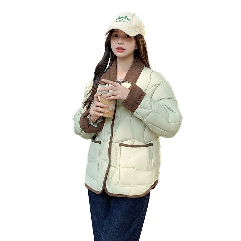Stylish Windproof Patchwork Women's Puffer Jacket