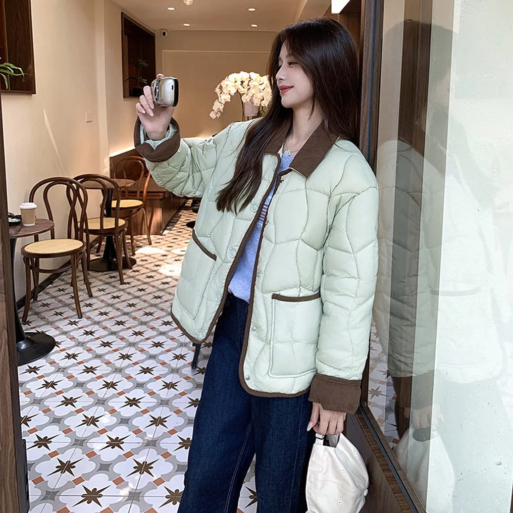 Stylish Windproof Patchwork Women's Puffer Jacket