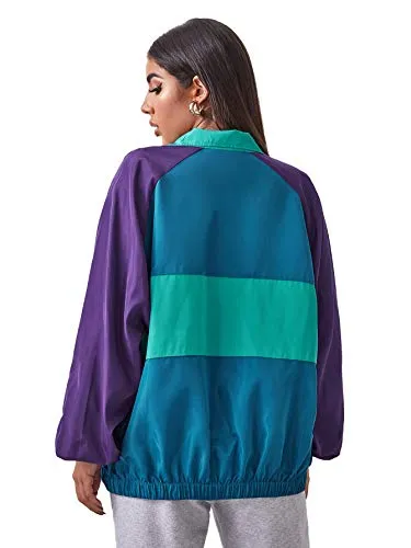 SweatyRocks Patchwork Lightweight Windbreaker Jacket