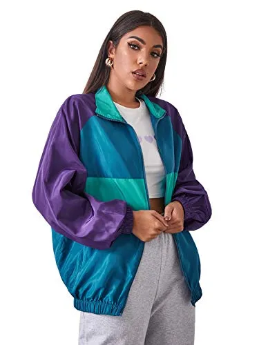 SweatyRocks Patchwork Lightweight Windbreaker Jacket