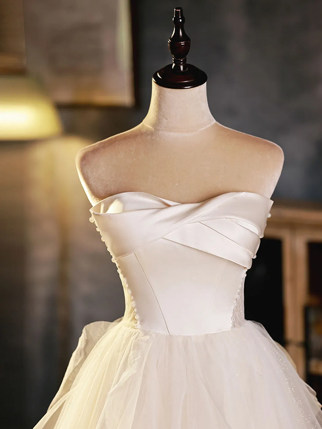 Sweetheart neck tulle short Beige  prom dress, beige homecoming dress