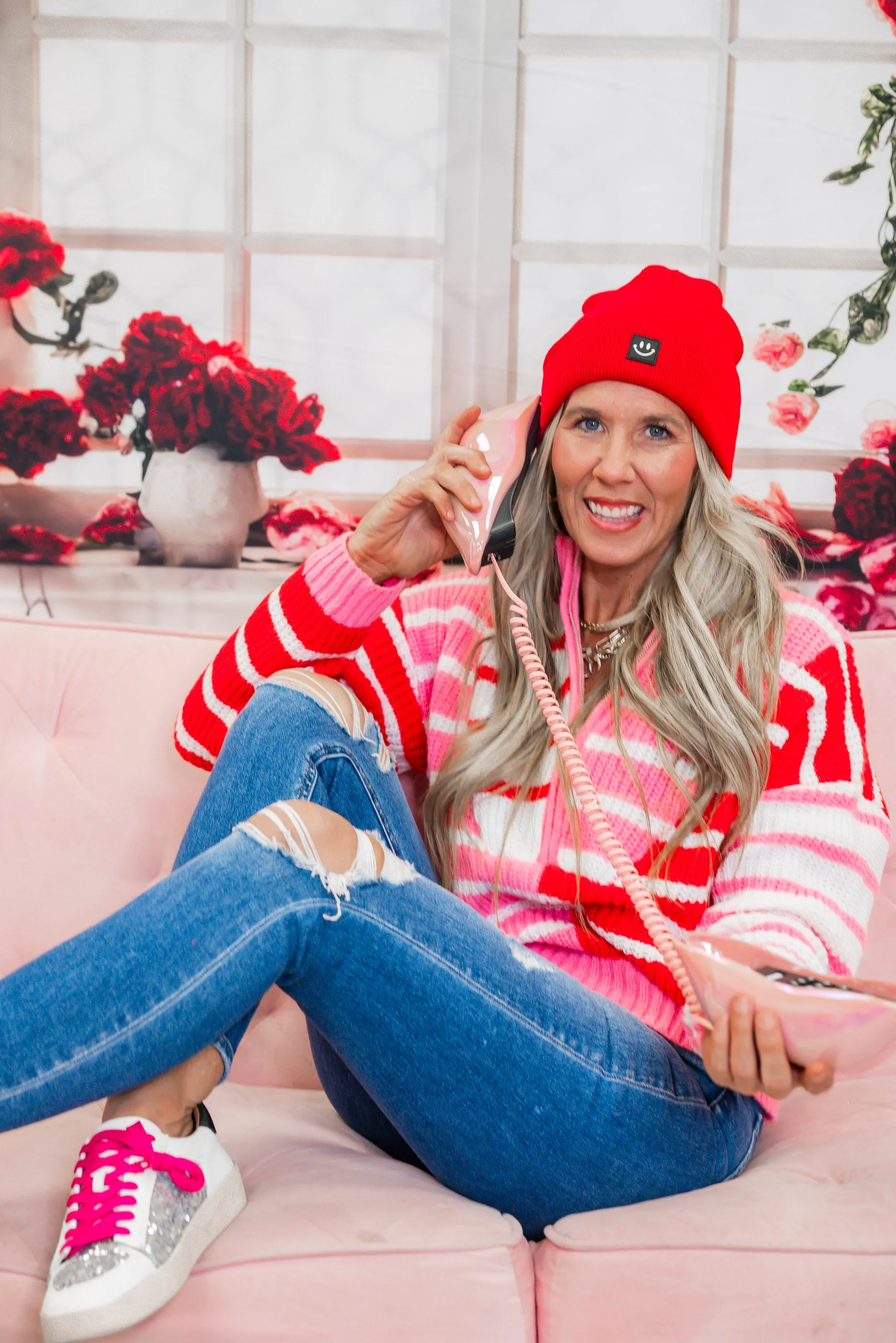 Sweetheart Stripe Half Zip Cropped Sweater *DEAL-FINAL SALE