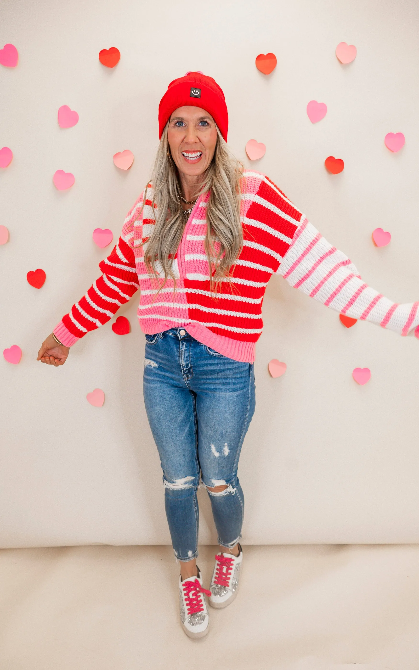 Sweetheart Stripe Half Zip Cropped Sweater *DEAL-FINAL SALE