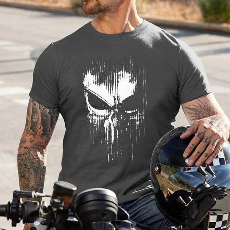 T-shirt ample à manches courtes et imprimé moto vintage