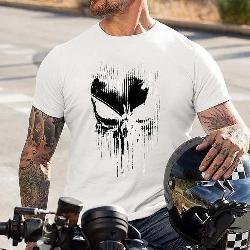 T-shirt ample à manches courtes et imprimé moto vintage