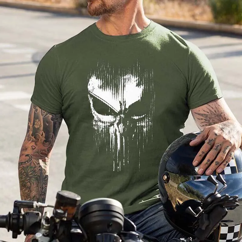 T-shirt ample à manches courtes et imprimé moto vintage