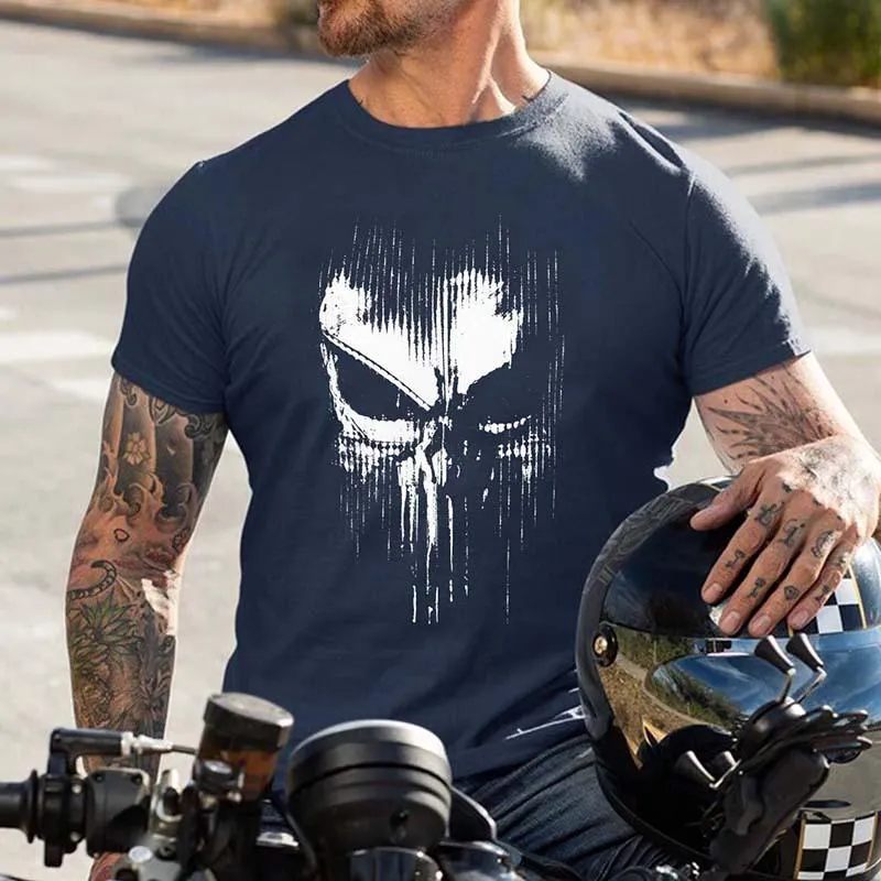 T-shirt ample à manches courtes et imprimé moto vintage