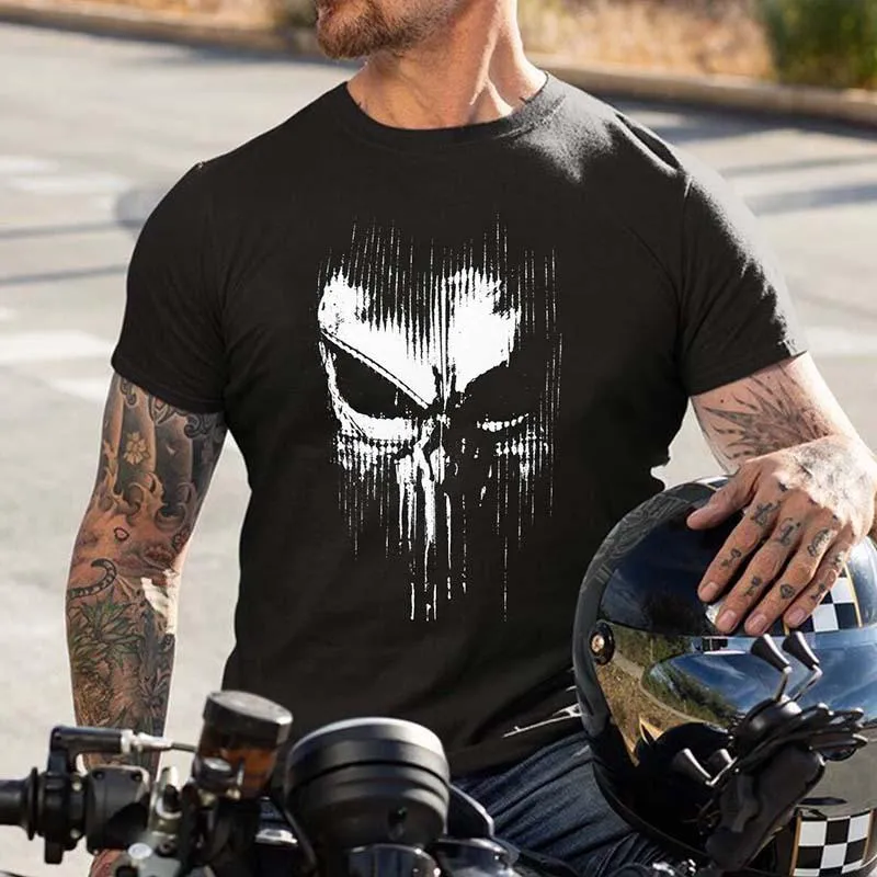 T-shirt ample à manches courtes et imprimé moto vintage