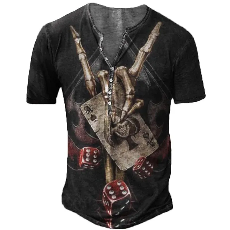 T-shirt Année 80 Homme Col à Boutons