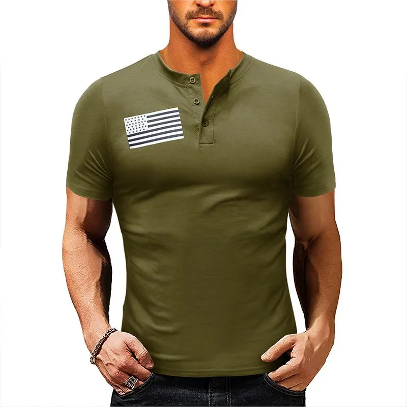 T-shirt Henley pour sports de plein air vintage