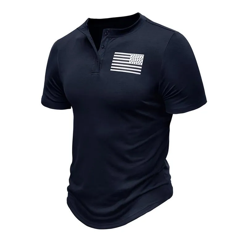 T-shirt Henley pour sports de plein air vintage