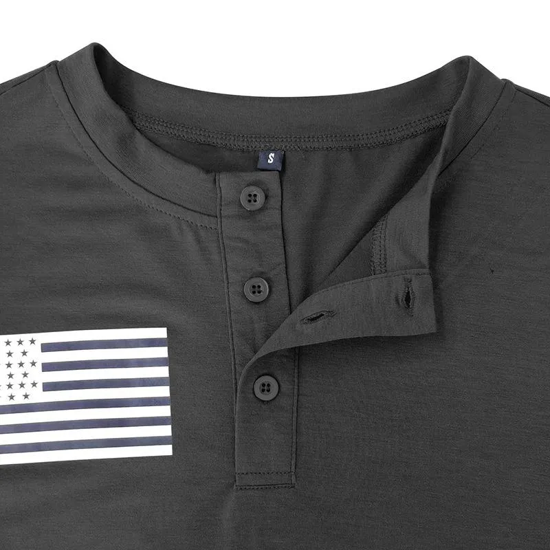 T-shirt Henley pour sports de plein air vintage