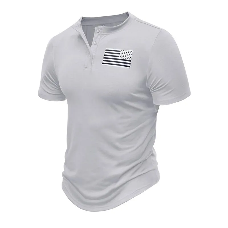T-shirt Henley pour sports de plein air vintage