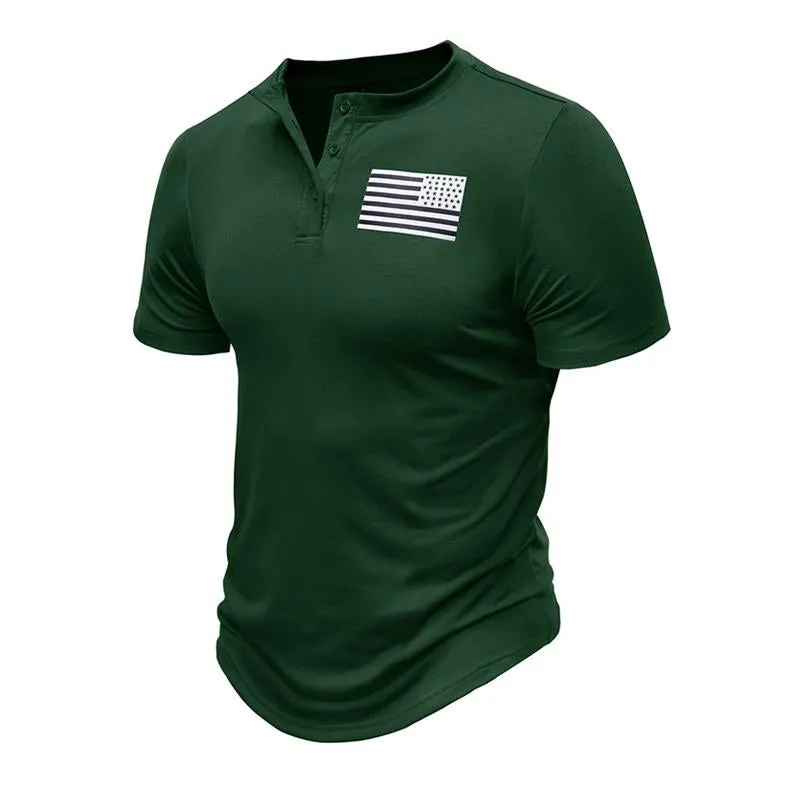 T-shirt Henley pour sports de plein air vintage