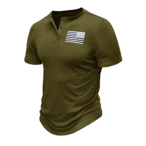 T-shirt Henley pour sports de plein air vintage