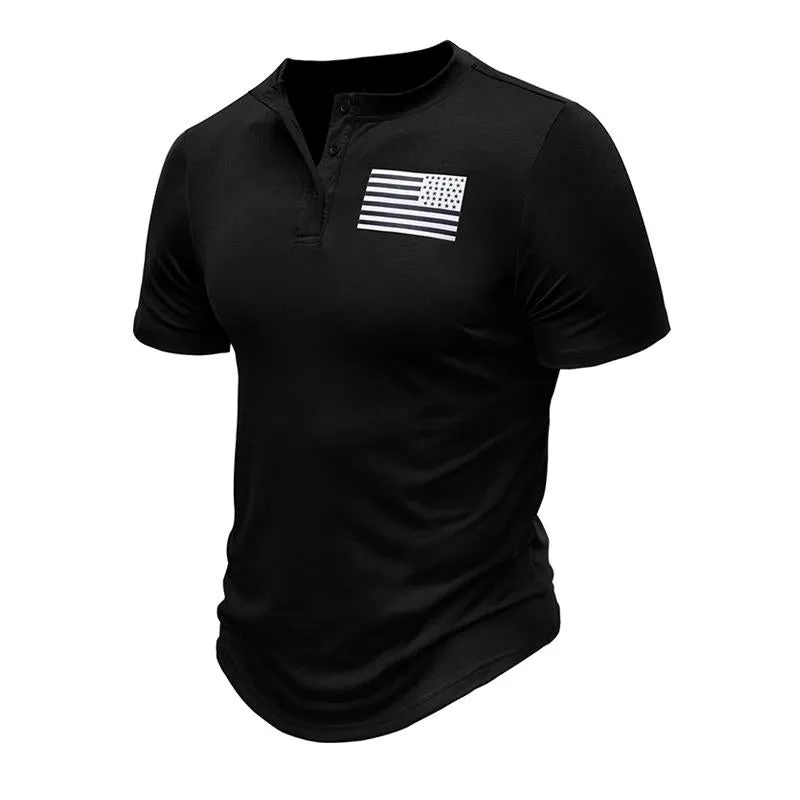 T-shirt Henley pour sports de plein air vintage