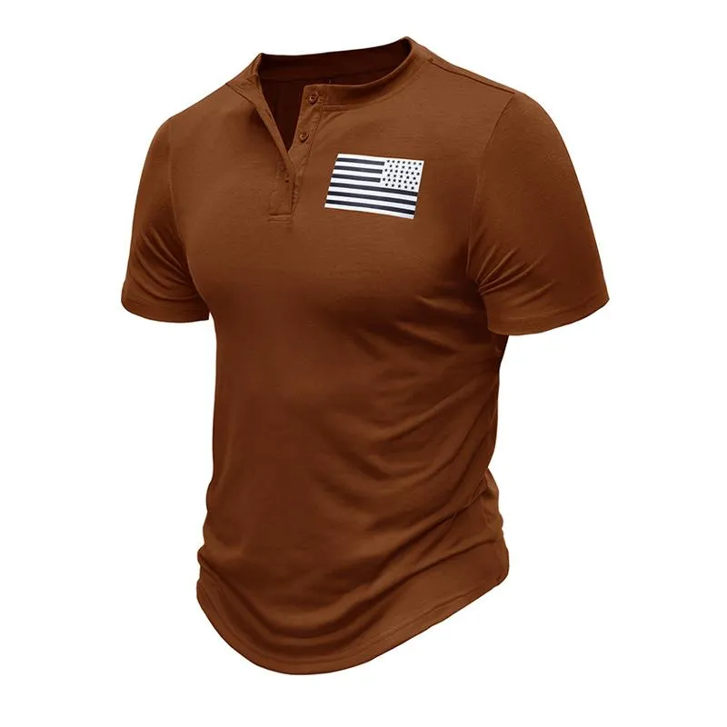 T-shirt Henley pour sports de plein air vintage
