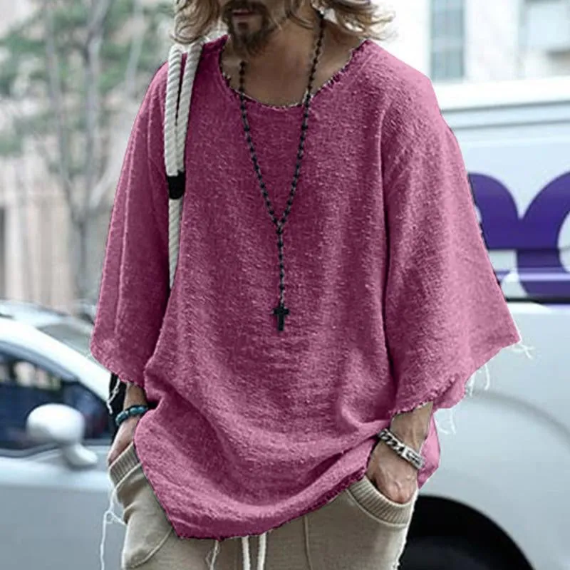 T-shirt style ancien délavé ample à col rond
