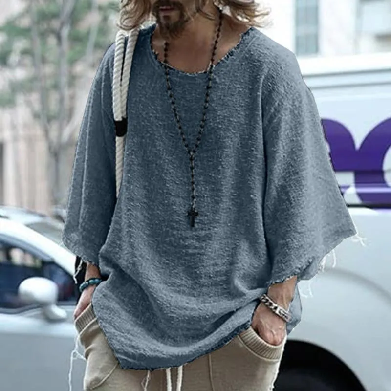 T-shirt style ancien délavé ample à col rond