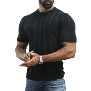 T-shirt vintage en tricot à col rond pour homme