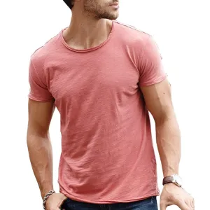 T-shirt vintage à manches courtes de couleur unie