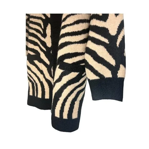 Tahari Womens Black Cream Zebra Cocoon Long Cardigan Sweater Plus Sz 2X NWT