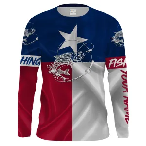 Tarpon fishing Texas Flag Customize Name UV protection long sleeves fishing shirt for men NPQ78