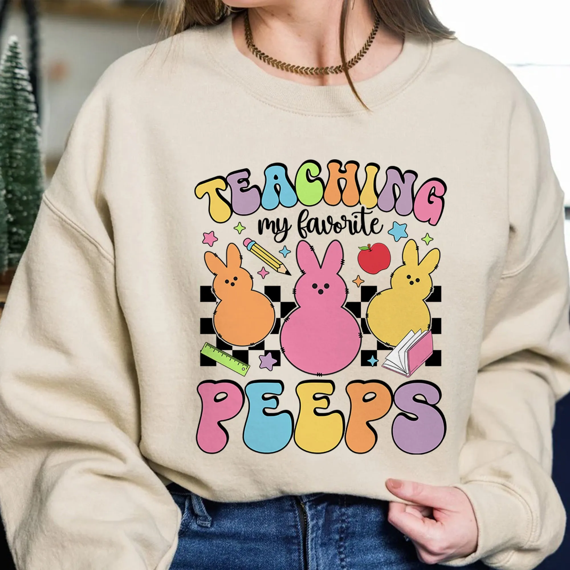 Teaching My Favorite Bunnies Sweatshirt, Teacher Bunny Easter Sweatshirt, Easter Teacher Tee, Easter Teacher Shirt, Easter Gift For Teachers