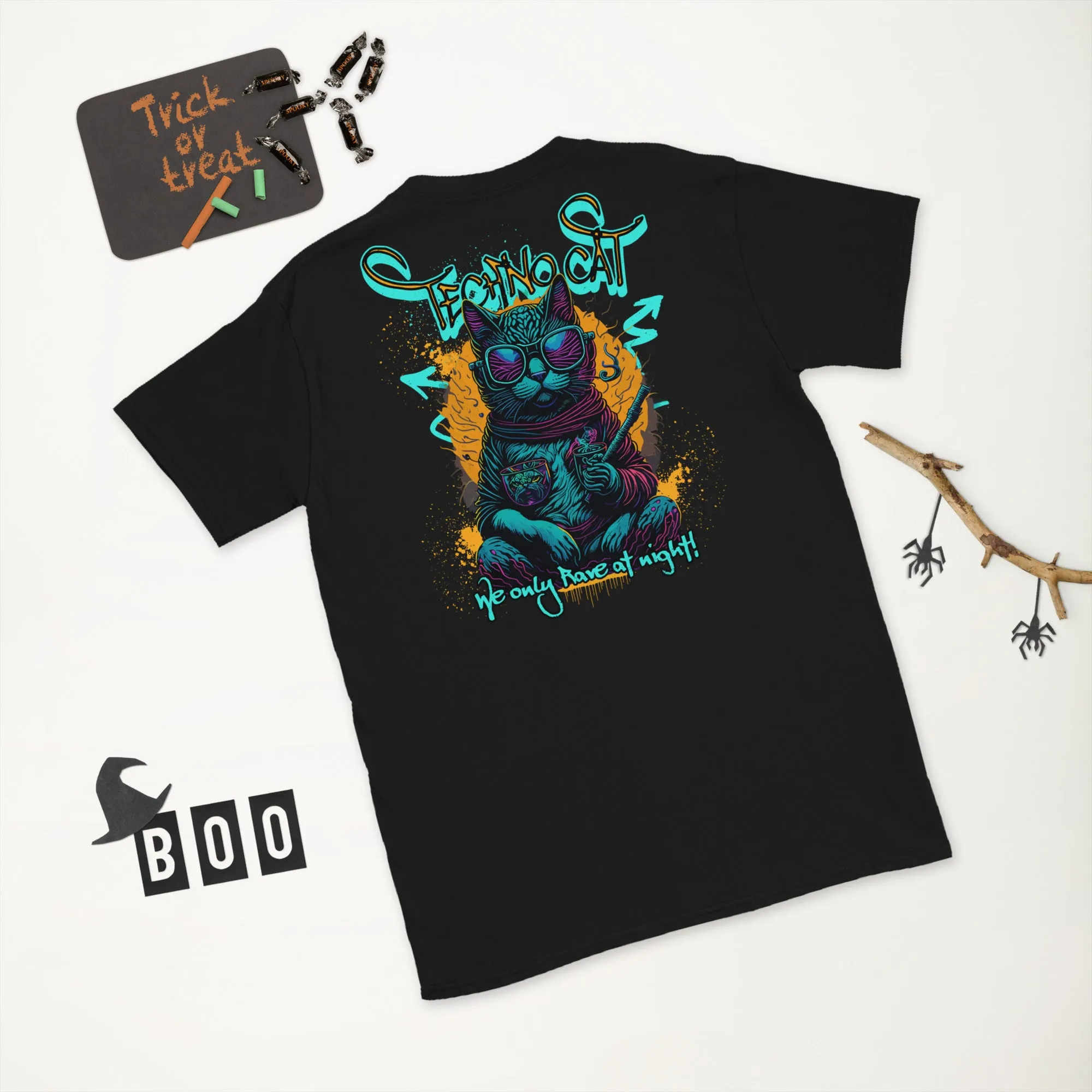 Techno T-Shirt | Rave Cat | We only Rave at Night