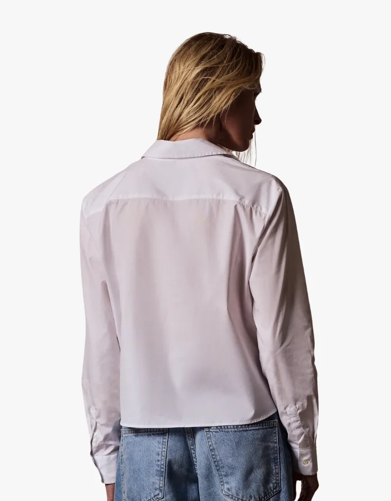 The Shirt The Long Sleeve Boxy Crop Shirt in White