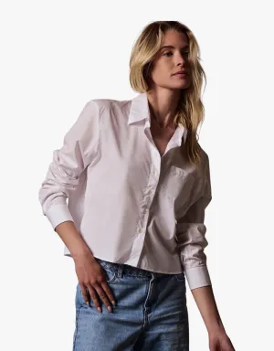 The Shirt The Long Sleeve Boxy Crop Shirt in White